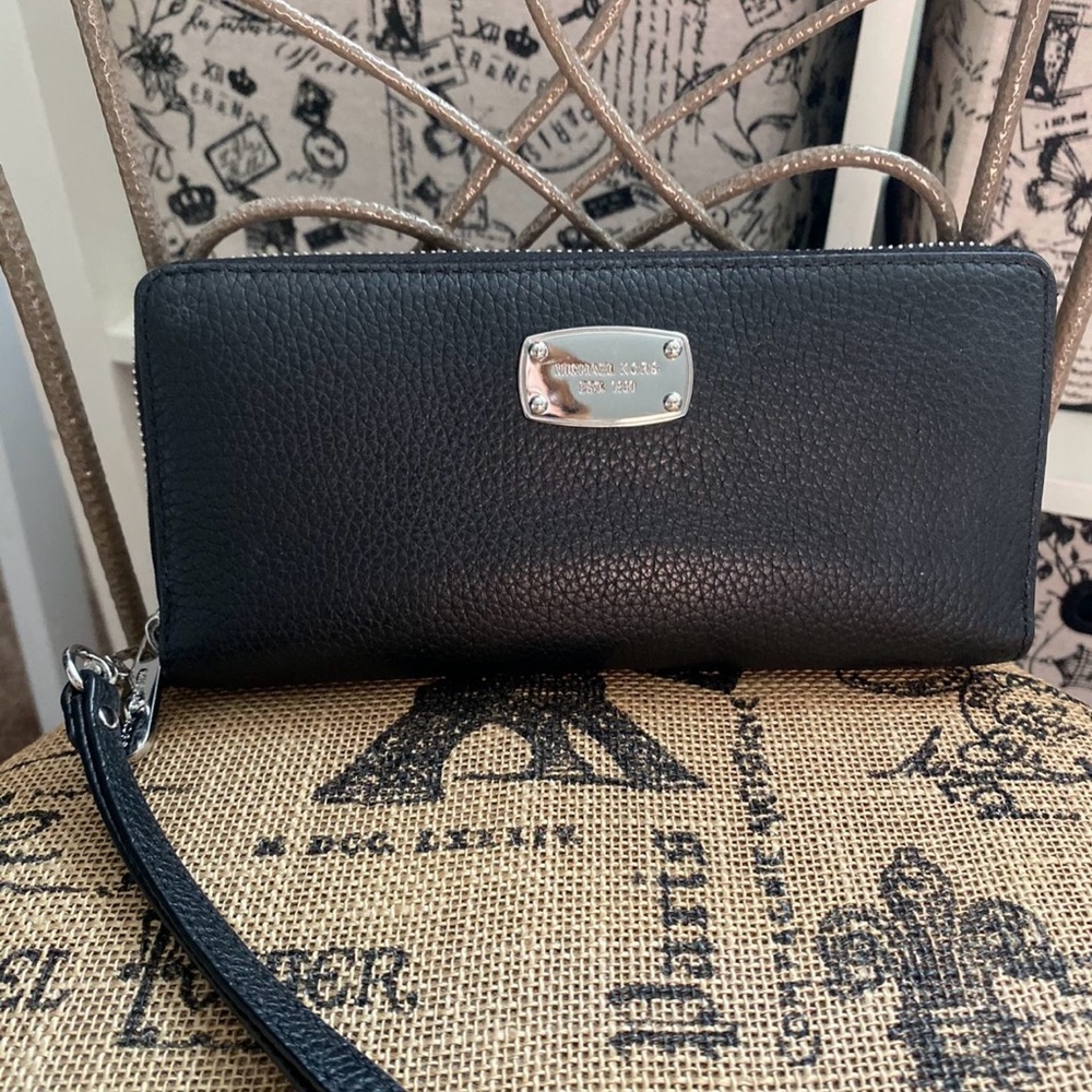 Michael Kors Black Pebbled Leather Wristlet